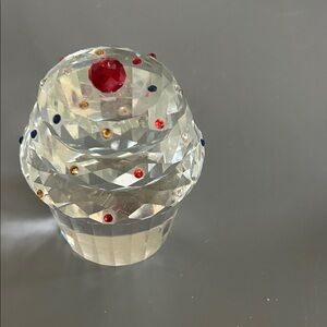 Crystal Cupcake Ornament with Multicolor Accents
